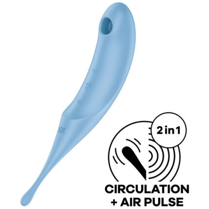 TWIRLING PRO AIR PULSE STIMULATOR & VIBRATOR BLUE