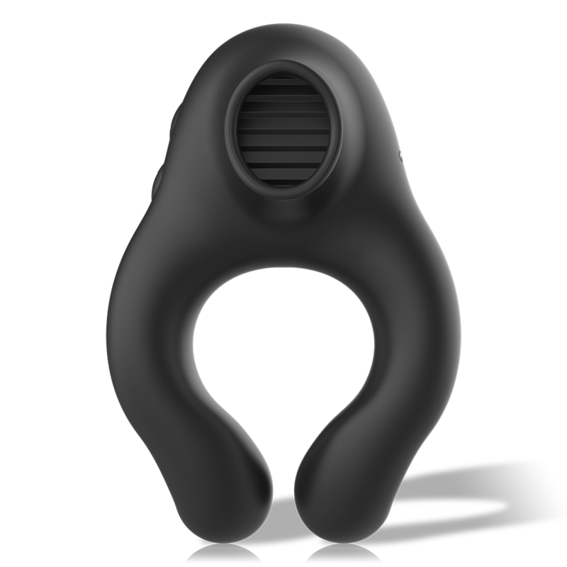 SILICONE VIBRATOR RING 3 MOTORS RECHARGEABLE BLACK