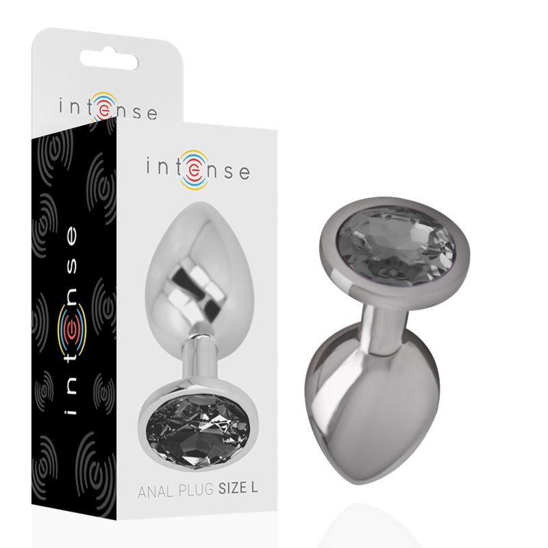 ALUMINUM METAL ANAL PLUG WITH BLACK GLASS SIZE L