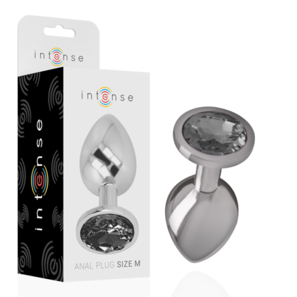 ALUMINUM METAL ANAL PLUG WITH BLACK GLASS SIZE M