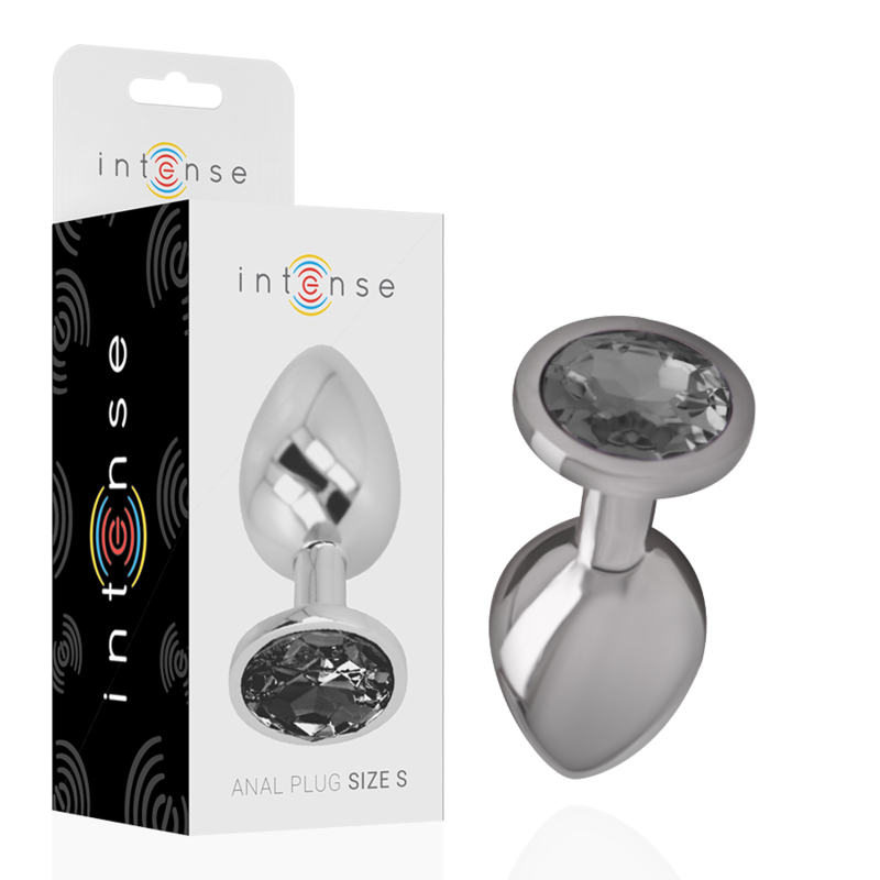 ALUMINUM METAL ANAL PLUG WITH BLACK CRYSTAL SIZE S