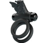 DOUBLE VIBRATING RING WITH BLACK STIMULATOR