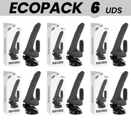 BASECOCK REALISTIC BLACK REMOTE CONTROL VIBRATOR WITH TESTICLES 20 CM -O- 4 CM