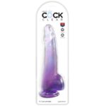 CLEAR DILDO WITH TESTICLES 19 CM PURPLE - Pilt 2