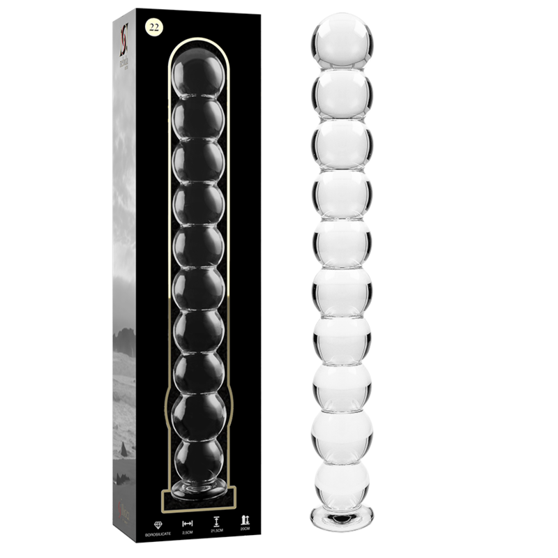 MODEL 22 DILDO BOROSILICATE GLASS CLEAR 21.5 CM -O- 2.5 CM