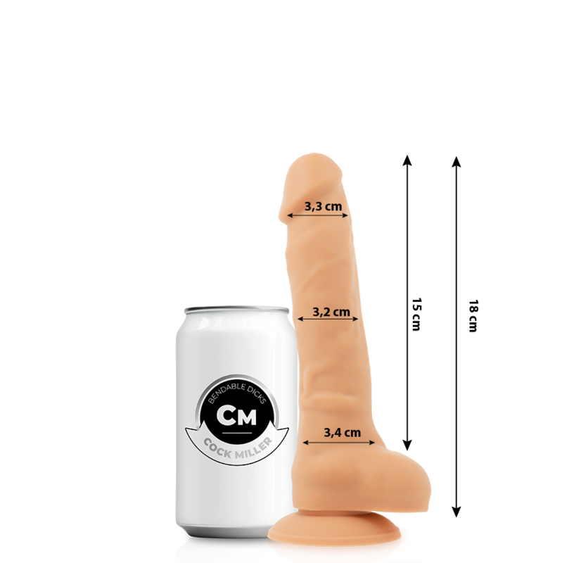 DILDO REALISTIC SILICONE DENSITY ARTICULABLE FLESH 18 CM