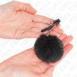 FAUX FUR BALL NIPPLE CLAMP BLACK 6 CM - Image 3