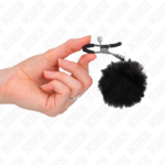 FAUX FUR BALL NIPPLE CLAMP BLACK 6 CM - Image 4