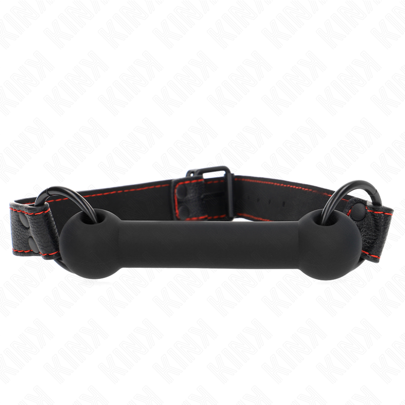 BONE GAG WITH LEATHERETTE STRAP BLACK ADJUSTABLE 41-57 CM
