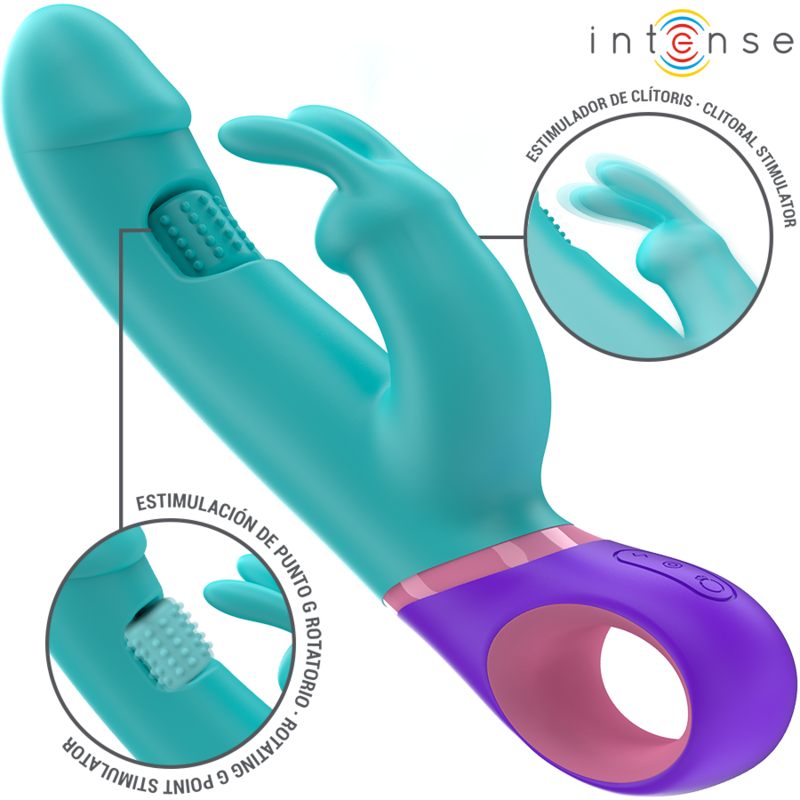 MONICA RABBIT VIBRATOR WITH ROTATING G-SPOT STIMULATOR BLUE
