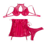 957612  LEATHER BRA AND SKIRT SET RED L/XL – Kuva 5