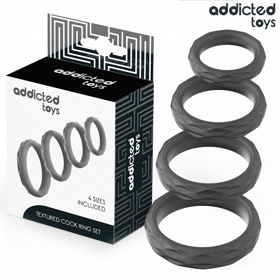 TEXTURED COCK RING SET 4 SIZES