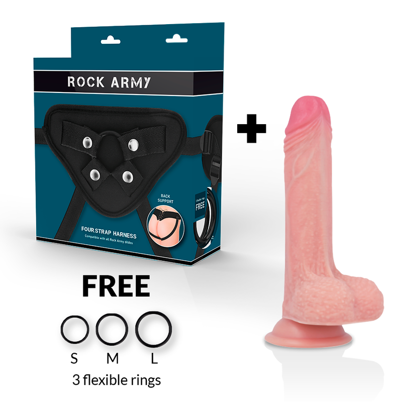HARNESS + LIQUID SILICONE PREMIUM MUSTANG REALISTIC 18 CM -O- 4.14 CM